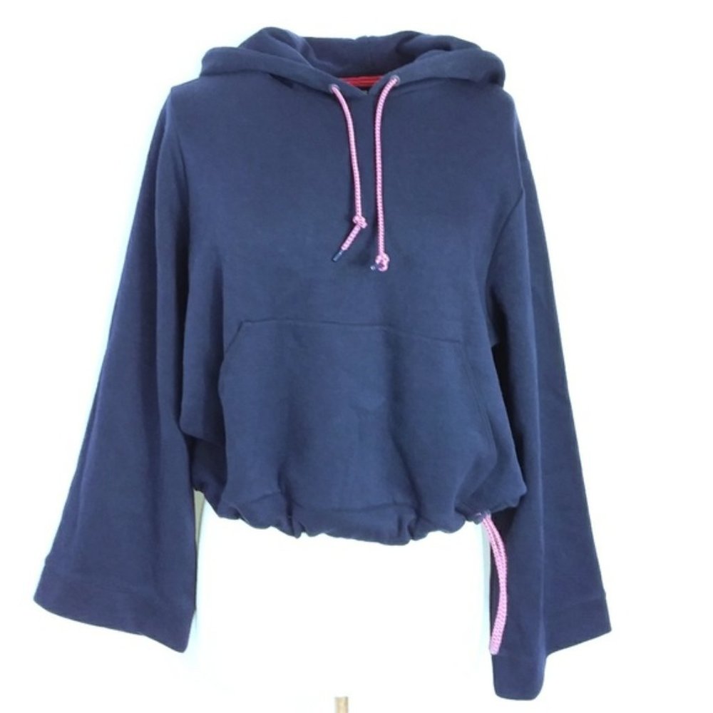 J. Crew Hoodie Navy Blue Wide Sleeves Front Pocket